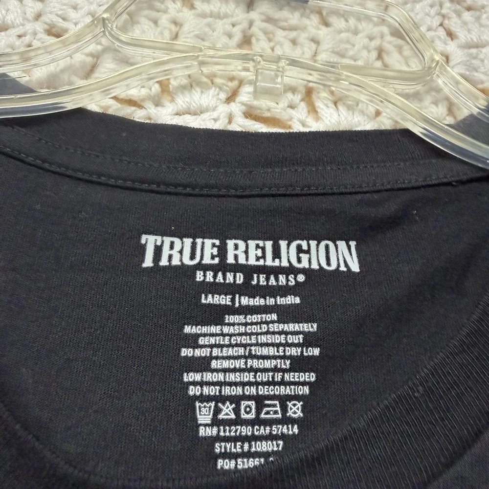 True Religion Shirt Mens  L Black Buddha Was Here Graphic T-shirt Short Sleeve